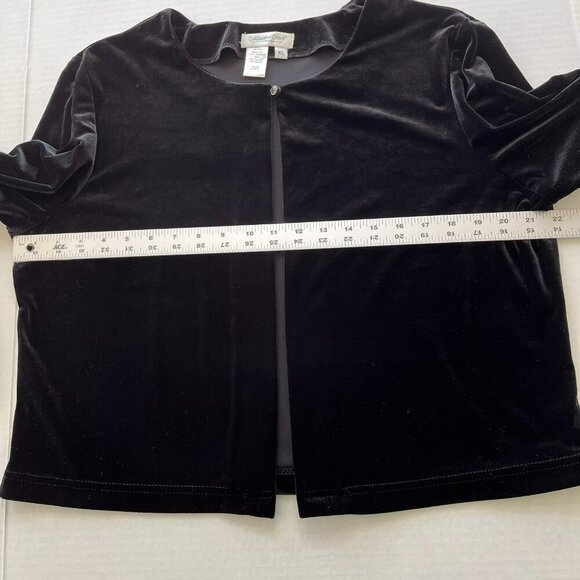 Vtg Coldwater Creek Velvet Cardigan XL Jewel Button Y2K Cropped Stretch Y2K Goth - Picture 6 of 8